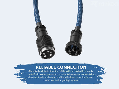 Coiled Keyboard Cable | 5-Pin Aviator Connector - Ranked